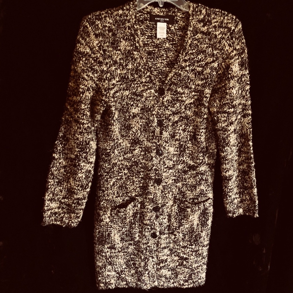 Jones New York knee length button front sweater